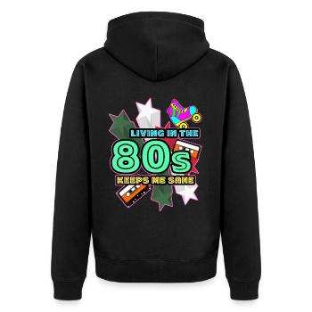 années 1980 80 Rétro - Veste à capuche bio Premium Unisexe - noir - Dos - Nico (187cm)