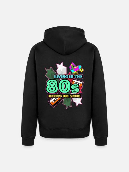 1980's 80s Retro - Unisex Premium Organic Zip Hoodie - black