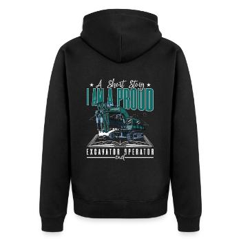 Excavator Operator A Short Story Excavator Driver - Unisex Premium Bio Zip Hoodie - Schwarz - Hinten - Nico (187cm)