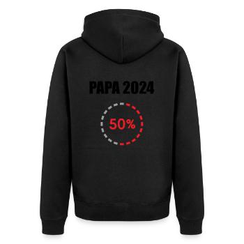 Papa 2024 Loading Vaterschaft Vater Werden Dad - Unisex Premium Bio Zip Hoodie - Schwarz - Hinten - Nico (187cm)