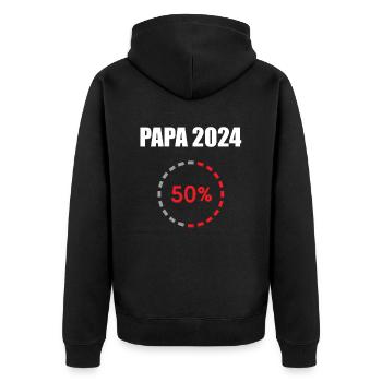 Papa 2024 Loading Vaterschaft Vater Werden Dad - Unisex Premium Bio Zip Hoodie - Schwarz - Hinten - Nico (187cm)