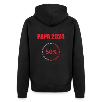 Papa 2024 Loading Vaterschaft Vater Werden Dad - Unisex Premium Bio Zip Hoodie - Schwarz - Hinten - Nico (187cm)