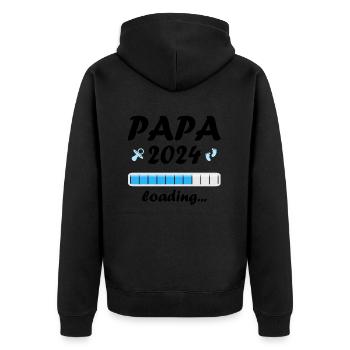 Papa 2024 Loading Vaterschaft Vater Werden Dad - Unisex Premium Bio Zip Hoodie - Schwarz - Hinten - Nico (187cm)
