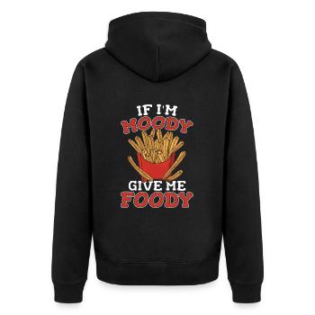 French fries fries funny - Unisex Premium Organic Zip Hoodie - black - Back - Nico (187cm)
