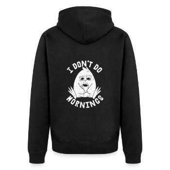 Penguin Funny I Don't Do Mornings - Unisex Premium Organic Zip Hoodie - black - Back - Nico (187cm)