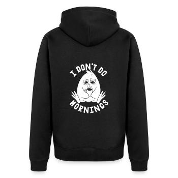 Penguin Funny I Don't Do Mornings - Unisex Premium Organic Zip Hoodie - black - Back - Nico (187cm)