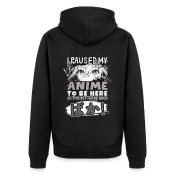 J’ai mis mon anime en pause pour être là BAKA ! Kawaii Otaku - Veste à capuche bio Premium Unisexe - noir - Dos - Nico (187cm)