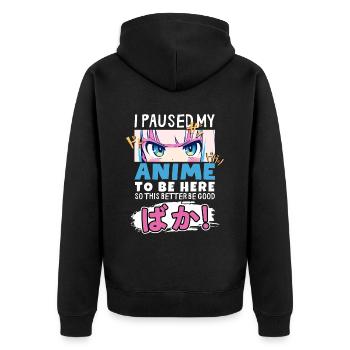 J’ai mis mon anime en pause pour être là BAKA ! Kawaii Otaku - Veste à capuche bio Premium Unisexe - noir - Dos - Nico (187cm)