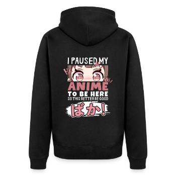 J’ai mis mon anime en pause pour être là BAKA ! Kawaii Otaku - Veste à capuche bio Premium Unisexe - noir - Dos - Nico (187cm)