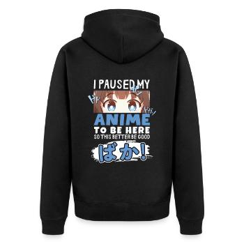 J’ai mis mon anime en pause pour être là BAKA ! Kawaii Otaku - Veste à capuche bio Premium Unisexe - noir - Dos - Nico (187cm)