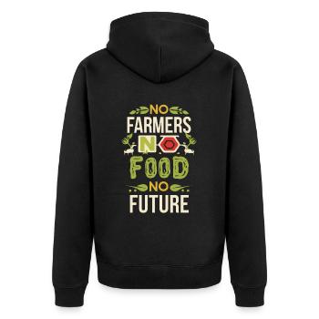No Farmers No Food No Future Bauer Landwirt - Unisex Premium Bio Zip Hoodie - Schwarz - Hinten - Nico (187cm)