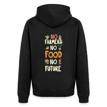 No Farmers No Food No Future Bauer Landwirt - Unisex Premium Bio Zip Hoodie - Schwarz - Hinten - Nico (187cm)