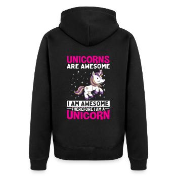 Les licornes sont géniales, je suis une licorne - Veste à capuche bio Premium Unisexe - noir - Dos - Nico (187cm)