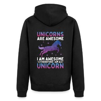 Les licornes sont géniales, je suis une licorne - Veste à capuche bio Premium Unisexe - noir - Dos - Nico (187cm)
