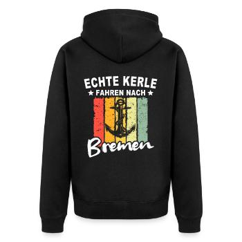 Bremen Sprüche Bremer - Unisex Premium Bio Zip Hoodie - Schwarz - Hinten - Nico (187cm)