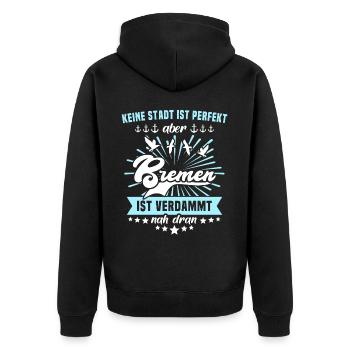 Bremen Sprüche Bremer - Unisex Premium Bio Zip Hoodie - Schwarz - Hinten - Nico (187cm)