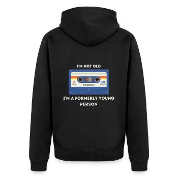 Dicton rétro sarcastique de l’âge - Veste à capuche bio Premium Unisexe - noir - Dos - Nico (187cm)