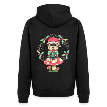 Morkie Dog On Mushroom Christmas Wreath Christmas - Unisex Premium Organic Zip Hoodie - black - Back - Nico (187cm)