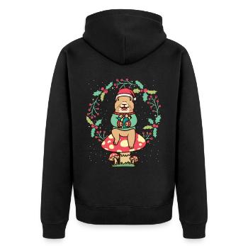 Präriehund Auf Pilz-weihnachtskranz-nagetier - Unisex Premium Bio Zip Hoodie - Schwarz - Hinten - Nico (187cm)