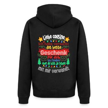 Weihnachts Weihnachten Liebe Cousine Lustig - Unisex Premium Bio Zip Hoodie - Schwarz - Hinten - Nico (187cm)
