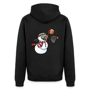 Schneemann Spielt Basketball Spiel Weihnachten - Unisex Premium Bio Zip Hoodie - Schwarz - Hinten - Nico (187cm)