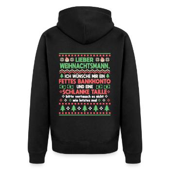 Weihnachten Fettes Bankkonto Lustig Damen Herren - Unisex Premium Bio Zip Hoodie - Schwarz - Hinten - Nico (187cm)