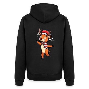 Reindeer Emoticon Christmas Christmas - Unisex Premium Organic Zip Hoodie - black - Back - Nico (187cm)