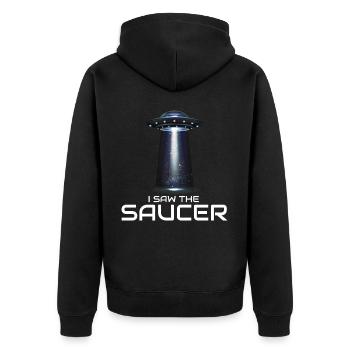 Alien, UFO, UAP, Space, Space Flying Object - Unisex Premium Organic Zip Hoodie - black - Back - Nico (187cm)
