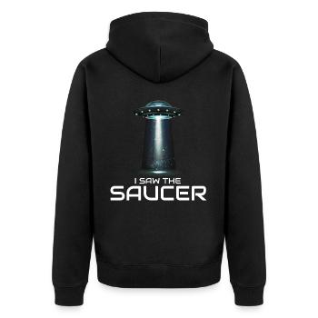 Alien, UFO, UAP, Space, Space Flying Object - Unisex Premium Organic Zip Hoodie - black - Back - Nico (187cm)