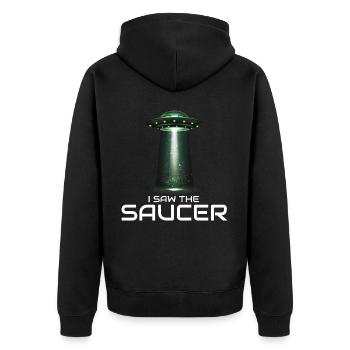 Alien, UFO, UAP, Space, Space Flying Object - Unisex Premium Organic Zip Hoodie - black - Back - Nico (187cm)