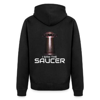 Alien, UFO, UAP, Space, Space Flying Object - Unisex Premium Organic Zip Hoodie - black - Back - Nico (187cm)