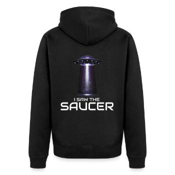 Alien, UFO, UAP, Space, Space Flying Object - Unisex Premium Organic Zip Hoodie - black - Back - Nico (187cm)