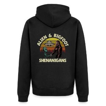 Alien, UFO, UAP, Space, Space Flying Object - Unisex Premium Organic Zip Hoodie - black - Back - Nico (187cm)