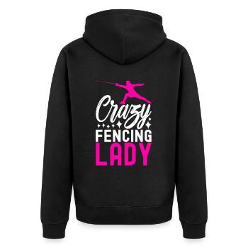 Fechten Fechtsport - Unisex Premium Bio Zip Hoodie - Schwarz - Hinten - Nico (187cm)