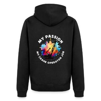 Crane Operator My Passion My Construction Vehicle - Unisex Premium Bio Zip Hoodie - Schwarz - Hinten - Nico (187cm)
