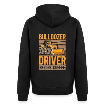 Bulldozer Driver Before Truck Driver Coffee Lover - Unisex Premium Bio Zip Hoodie - Schwarz - Hinten - Nico (187cm)