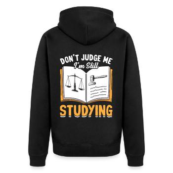 Funny law student law school - Unisex Premium Organic Zip Hoodie - black - Back - Nico (187cm)