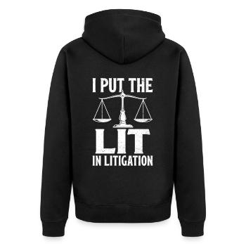 Lustiger Jurastudent Jurastudium - Unisex Premium Bio Zip Hoodie - Schwarz - Hinten - Nico (187cm)