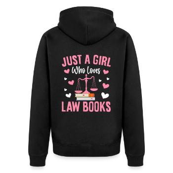 Law Student Law Degree - Unisex Premium Organic Zip Hoodie - black - Back - Nico (187cm)