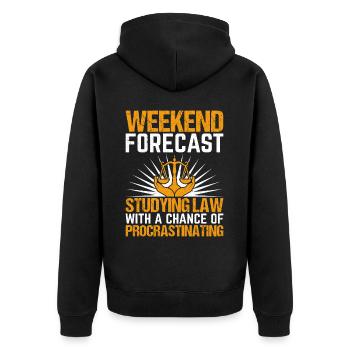 Lustiger Jurastudent Jurastudium - Unisex Premium Bio Zip Hoodie - Schwarz - Hinten - Nico (187cm)