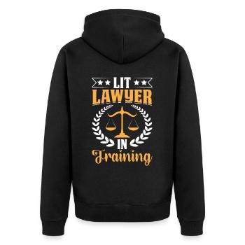 Jurastudent Jurastudium Zukünftiger Jurist - Unisex Premium Bio Zip Hoodie - Schwarz - Hinten - Nico (187cm)