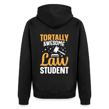 Jurastudium Zukünftiger Anwalt - Unisex Premium Bio Zip Hoodie - Schwarz - Hinten - Nico (187cm)
