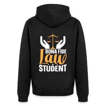 Jurastudium Zukünftiger Jurist - Unisex Premium Bio Zip Hoodie - Schwarz - Hinten - Nico (187cm)