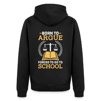 Lustiger Jurastudent - Unisex Premium Bio Zip Hoodie - Schwarz - Hinten - Nico (187cm)