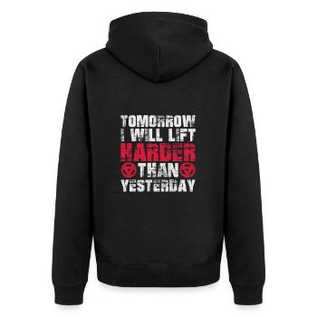 Bodybuilder - Unisex Premium Bio Zip Hoodie - Schwarz - Hinten - Nico (187cm)