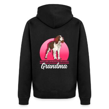 English Springer Spaniel Granny Dog Owner Gift - Unisex Premium Organic Zip Hoodie - black - Back - Nico (187cm)