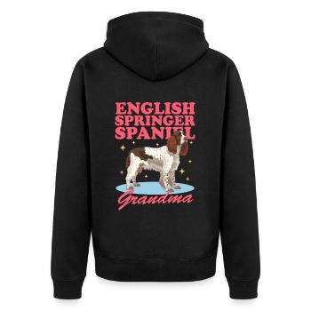 English Springer Spaniel Granny Dogs Gift - Unisex Premium Organic Zip Hoodie - black - Back - Nico (187cm)