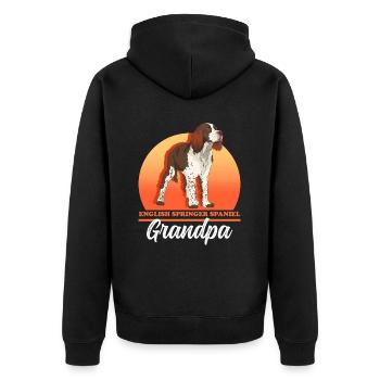 English Springer Spaniel Grandpa Dog Owner Gift - Unisex Premium Organic Zip Hoodie - black - Back - Nico (187cm)