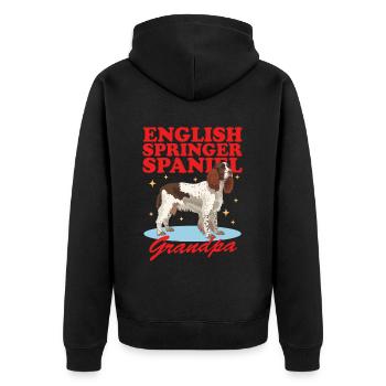 English Springer Spaniel Grandpa Dog Gift - Unisex Premium Organic Zip Hoodie - black - Back - Nico (187cm)
