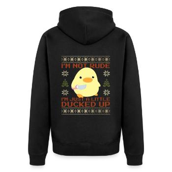 Duck With Knife Meme I'm ducked up Ugly Christmas - Unisex Premium Organic Zip Hoodie - black - Back - Nico (187cm)